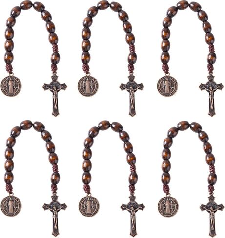 Pocket Rosary for men - Handmade Wooden Catholic Rosaries, Wooden Bead Rosary Necklace, Metal Cross For Catholic Or Christian Gift in Saudi Arabia