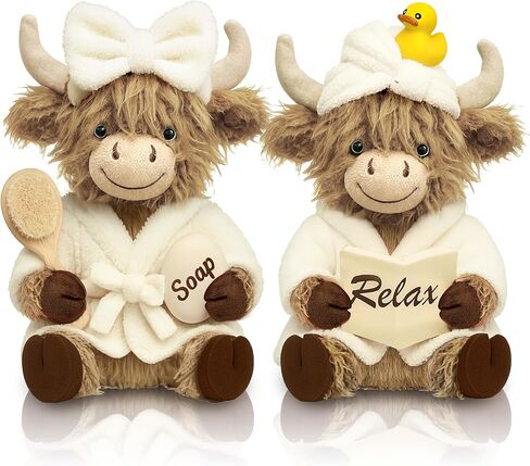 JolliLudo 2 pcs Valentine's Day Highland Cow Stuffed Animal, Soft Holiday Highland Cow Plush, Scottish Cattle Plush, Farm Animal Cattle Decor Gifts in Saudi Arabia