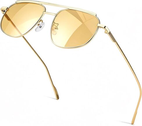 نظارات شمسية نسائية من SIPHEW - نظارة شمسية عصرية مربعة فاتحة اللون وجسر مزدوج معدنية للنساء in Kuwait
