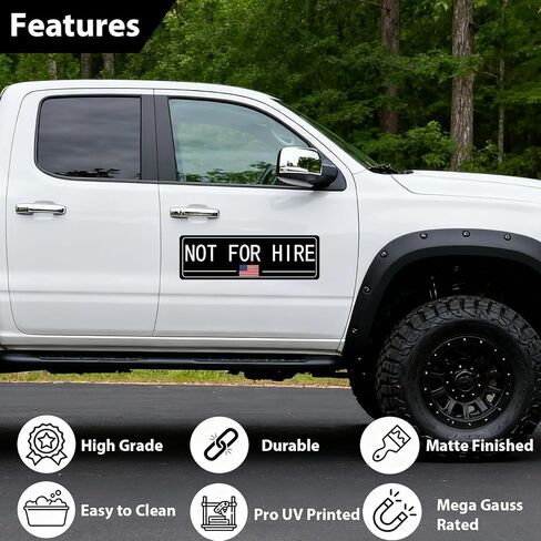 2Pcs Not for Hire Magnetic Decals - 4.7"×13" Vehicle Magnets for Box Trucks, Tractor Trailers, Company & Personal Vehicles (Small-White) in Saudi Arabia