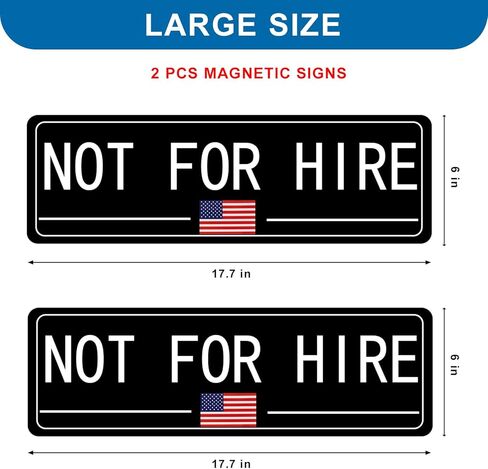 2Pcs Not for Hire Magnetic Decals - 4.7"×13" Vehicle Magnets for Box Trucks, Tractor Trailers, Company & Personal Vehicles (Small-White) in Saudi Arabia