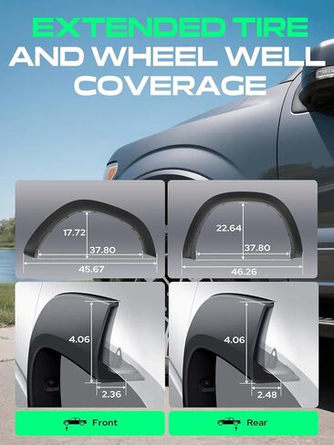 YHTAUTO OE Factory Style Fender Flares مع مجموعة أدوات بديلة لـ Dodge Ram 1500 2019-2023 هيكل جديد (لا يناسب الطراز الكلاسيكي والمتمرد، طراز TRX)، واقي غطاء مضيئة للعجلة السوداء غير اللامعة، مجموعة من 4 in Saudi Arabia
