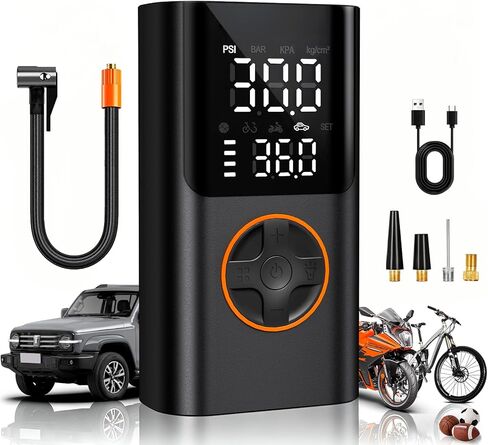 AIRSURE Tire Inflator Portable Air Compressor, Bike Pump with Gauge and USB Charging Output, 150PSI Fast Inflation Portable Tire Inflator for Car Bicycles Motorcycles Scooter Balls in Saudi Arabia