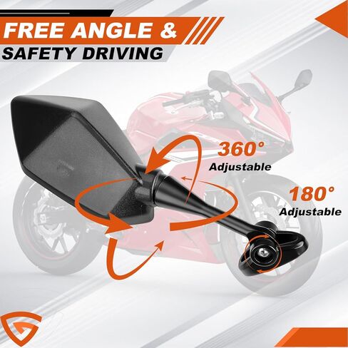 مرايا الرؤية الخلفية للدراجة النارية مناسبة للنينجا 300 400 500 ZX6R EX300 EX400 636 650 250R 300R ABS مرايا الرؤية الخلفية الجانبية للدراجة النارية قابلة للتعديل in Saudi Arabia
