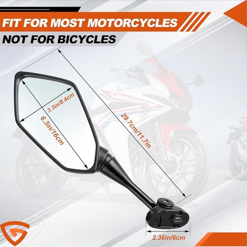 مرايا الرؤية الخلفية للدراجة النارية مناسبة للنينجا 300 400 500 ZX6R EX300 EX400 636 650 250R 300R ABS مرايا الرؤية الخلفية الجانبية للدراجة النارية قابلة للتعديل in Saudi Arabia