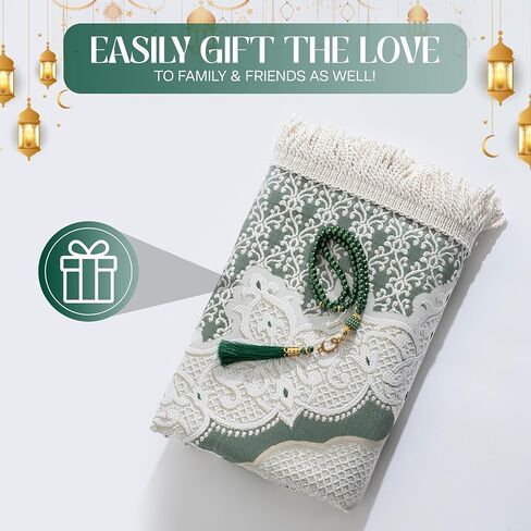 سجادة صلاة إسلامية ناعمة فاخرة من SUMELA مع خرزات صلاة إسلامية - سجادة صلاة سميكة للسفر، هدايا إسلامية للنساء، سجادة صلاة محمولة إسلامية، سجادة صلاة إسلامية للرجال والنساء، هدايا إسلامية (أزرق) in Kuwait