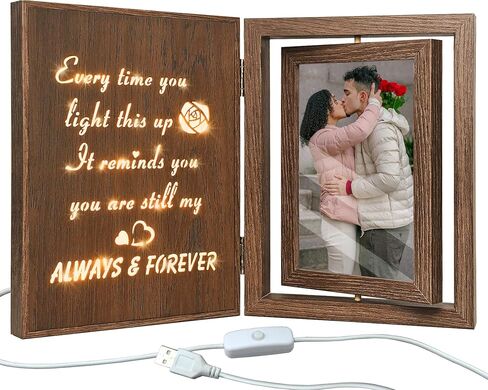EYITUPC Light Up Wedding Picture Frame for Couples – Wooden Rotating Glowing 4x6 Double Photo Frame with MR & MRS Quote, Rustic Wedding Gifts for Newlyweds & Bridal Shower Gifts in Saudi Arabia