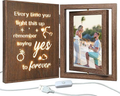 EYITUPC Light Up Wedding Picture Frame for Couples – Wooden Rotating Glowing 4x6 Double Photo Frame with MR & MRS Quote, Rustic Wedding Gifts for Newlyweds & Bridal Shower Gifts in Saudi Arabia