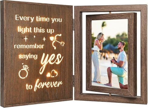 EYITUPC Light Up Wedding Picture Frame for Couples – Wooden Rotating Glowing 4x6 Double Photo Frame with MR & MRS Quote, Rustic Wedding Gifts for Newlyweds & Bridal Shower Gifts in Saudi Arabia