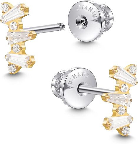 Limerencia Screw Back Earrings Hypoallergenic G23 Implant Grade Titanium Earrings Tragus 20G Helix Cubic Zirconia Studs F136 Titanium Piercing Post for Women Sensitive Ears in Saudi Arabia