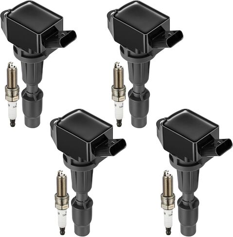 مجموعة من 4 ملفات إشعال UF764 وشمعات إشعال إيريديوم 93175 متوافقة مع كيا سورينتو سبورتاج أوبتيما هيونداي توكسون سوناتا سانتا في سبورت 2.0 لتر 2.4 لتر L4 يستبدل GN10730 E1264 273002GGA0 in Kuwait