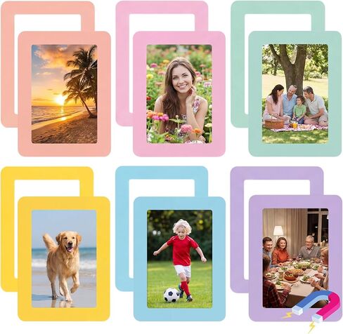 6 عبوات من إطارات الصور المغناطيسية الباستيل مقاس 4 × 6 بوصات، جيوب إطارات صور مغناطيسية قابلة لإعادة الاستخدام للمكتب والفصل الدراسي والمنزل والعودة إلى المدرسة وملحقات خزانة الثلاجة in Kuwait