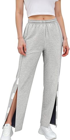 بنطلون تمزيق للنساء بفتحة جانبية سهلة الفتح بالكامل فضفاض مناسب غير رسمي ملابس ما بعد الجراحة مع جيوب in Kuwait