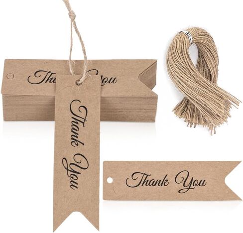 100 قطعة من بطاقات الهدايا الصغيرة شكرًا لك من SallyFashion، مقاس 2.8 × 0.8 بوصة، بطاقات ورقية بيضاء مع سلسلة من بطاقات الهدايا للأعمال اليدوية لحفلات الزفاف in Kuwait