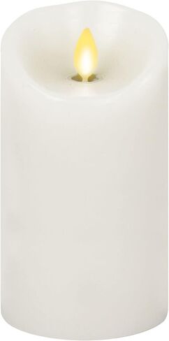 Luminara Flickering عديمة اللهب أبيض 4.5 بوصة شمعة عمود بحافة صدفية - لهب ضوء LED دافئ - ديكور يعمل بالبطارية 2 C لقطع طاولة غرفة الطعام المركزية، رف الموقد، حفلة العشاء، الاستقبال in Kuwait