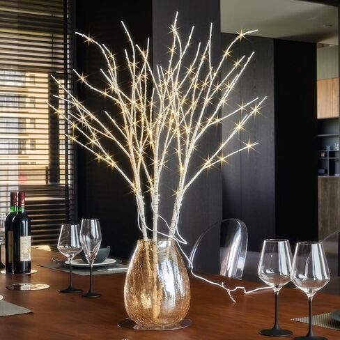 Birchlitland Lighted Branches for Vase 32in Tall 150 LED Plug in, Brown Artificial Willow Lights with Timer Home Christmas Party Mantle Decor in Saudi Arabia