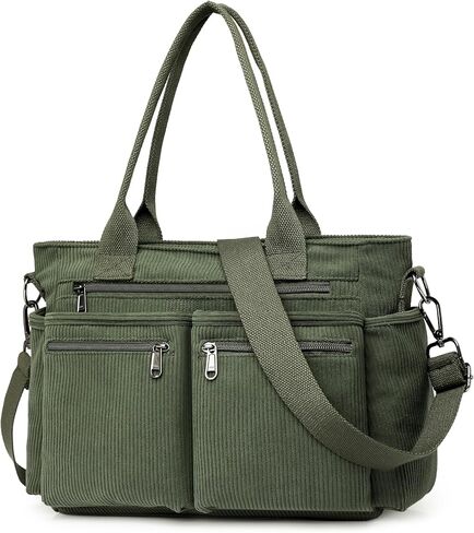Corduroy Crossbody Tote Bag for Women Cute Shoulder Bag Large Messenger Bag Commuter School Purse Handbag Work Multi Pocket(black) in Saudi Arabia