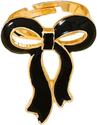 GIGB PBDK 14K الذهب المينا الشريط القوس الدائري للنساء العصرية الأحمر يقطر النفط Bowknot المفصل بيان حلقة كلاسيكية فريدة من نوعها القوس البنصر هدية عيد الحب in Saudi Arabia