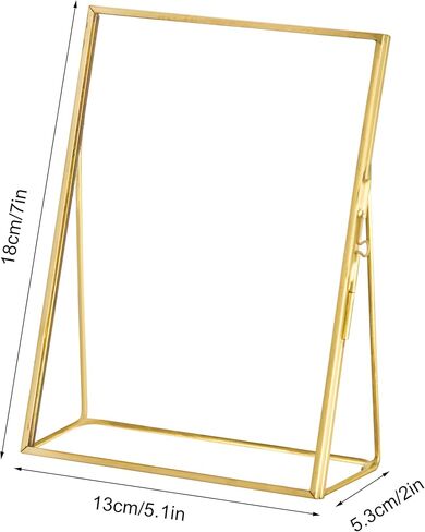 إطار صورة عائم مثمن ذهبي عتيق من FISCRAT مقاس 4x6 بوصة - إطار زجاجي مزدوج الطبقة منقوش مع سلسلة معلقة، مناسب للزهور المجففة والعينات النباتية والصور، مصنوع يدويًا، مثالي لتزيين جدران المنزل/المكتب in Kuwait