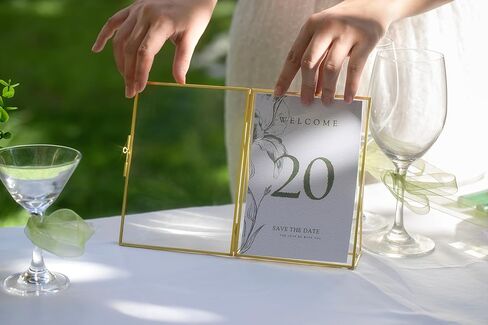 إطار صورة عائم مثمن ذهبي عتيق من FISCRAT مقاس 4x6 بوصة - إطار زجاجي مزدوج الطبقة منقوش مع سلسلة معلقة، مناسب للزهور المجففة والعينات النباتية والصور، مصنوع يدويًا، مثالي لتزيين جدران المنزل/المكتب in Kuwait