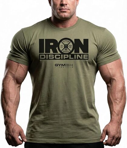 تي شيرت تدريب القوة من Gymish Lifestyle تي شيرت Iron Discipline للرجال لتدريب العضلات في صالة الألعاب الرياضية in Saudi Arabia