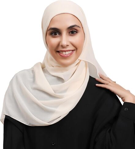 Chiffon Hijab with Undercap Solid Color Muslim Hijabs Scarf Head Wraps Long Hijabs For Women in Saudi Arabia