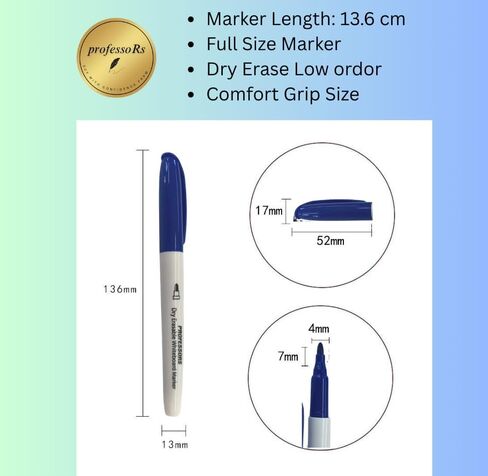 professoRs Dry Erase Markers, Semester Pack, Fine Tip, Low Odor, PP Material, Refillable Whiteboard Markers for Office, University and Business Presentations (pack of 7)(4 blue1 black 1green1red) in Saudi Arabia