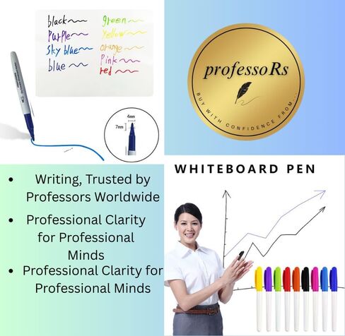 professoRs Dry Erase Markers, Semester Pack, Fine Tip, Low Odor, PP Material, Refillable Whiteboard Markers for Office, University and Business Presentations (pack of 7)(4 blue1 black 1green1red) in Saudi Arabia