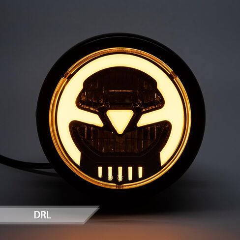 مصباح أمامي evomosa مقاس 5.75 بوصة للدراجات النارية، مصباح أمامي LED مستدير مقاس 5.75 بوصة للدراجات النارية معتمد من DOT، شعاع عالٍ منخفض للمقهى Racer E-bike Bobber Chopper (أبيض) in Saudi Arabia