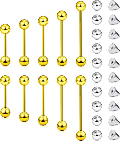 16G حلقات اللسان الجراحية الطويلة والقصيرة للغاية، مجوهرات ثقب الجرس المستقيمة للجسر للنساء والرجال 12 مم 14 مم 16 مم 18 مم 22 مم حلقة لسان ثعبان عيون فضية اللون in Kuwait