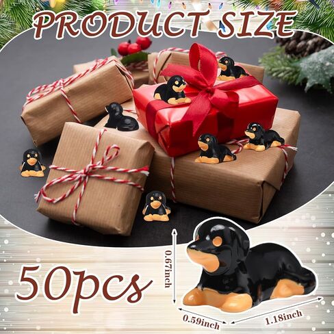 Leinuosen 50pcs Mini Dachshund Figurines Christmas Dollhouse Ornaments Little Puppy Figures Tiny Resin Dachshunds Miniature Model Bulk Micro DIY Crafts for Garden Potted Plant Party Gift(Brown) in Saudi Arabia