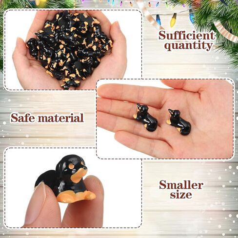 Leinuosen 50pcs Mini Dachshund Figurines Christmas Dollhouse Ornaments Little Puppy Figures Tiny Resin Dachshunds Miniature Model Bulk Micro DIY Crafts for Garden Potted Plant Party Gift(Brown) in Saudi Arabia