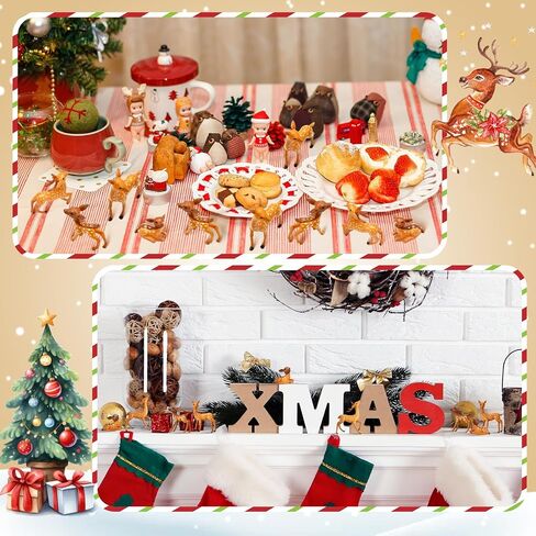 24 قطعة من تماثيل الغزلان المصغرة من Soulchen، تماثيل حيوانات الغابة، مجموعة مخلوقات الغابة المصغرة، مجموعة أغطية كعكة غزال سيكا، مستلزمات حفلات الحيوانات لتزيين الكيك بالمناظر الطبيعية الصغيرة (3 أنماط) in Kuwait