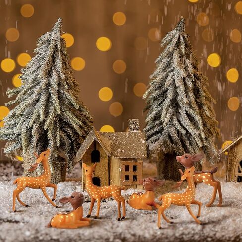 24 قطعة من تماثيل الغزلان المصغرة من Soulchen، تماثيل حيوانات الغابة، مجموعة مخلوقات الغابة المصغرة، مجموعة أغطية كعكة غزال سيكا، مستلزمات حفلات الحيوانات لتزيين الكيك بالمناظر الطبيعية الصغيرة (3 أنماط) in Kuwait