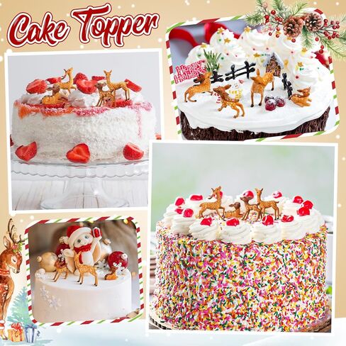 24 قطعة من تماثيل الغزلان المصغرة من Soulchen، تماثيل حيوانات الغابة، مجموعة مخلوقات الغابة المصغرة، مجموعة أغطية كعكة غزال سيكا، مستلزمات حفلات الحيوانات لتزيين الكيك بالمناظر الطبيعية الصغيرة (3 أنماط) in Kuwait