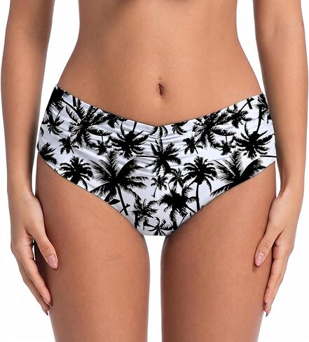 COCOPEAR Mid Rise Bathing Suit Bottoms for Women Ruched Tummy Control Swim Bottoms Full Coverage Bikini Bottoms for Women in Saudi Arabia
