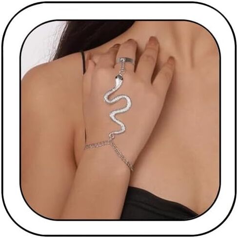 NIQIPOK ثعبان اليد سلسلة سوار للنساء ثعبان البنصر سوار الرقيق سلسلة اليد تسخير أساور هالوين مجوهرات اكسسوارات in Kuwait