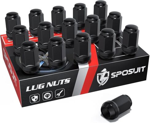 صواميل العروة Sposuit M12x1.5 ATV - بديلة لهوندا تالون، بايونير 500/700/1000، بولاريس RZR 900/1000/توربو/تريل/عام، Can-Am X3 - صامولة سوداء ذات نهاية مغلقة مع مقبس (16 قطعة) in Kuwait