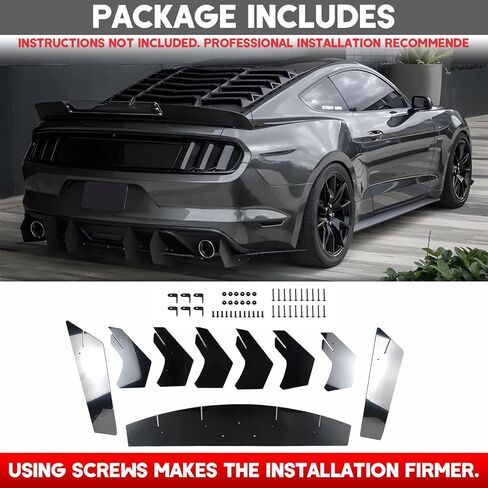 جناح خلفي لجناح السيارة لسيارة Ford Mustang 2015-2023 (Fastback/Convertible/GT/S650/Ecoboost/Dark Horse/Premium) جميع الموديلات، ملحقات جناح Mustang (أسود لامع) in Kuwait