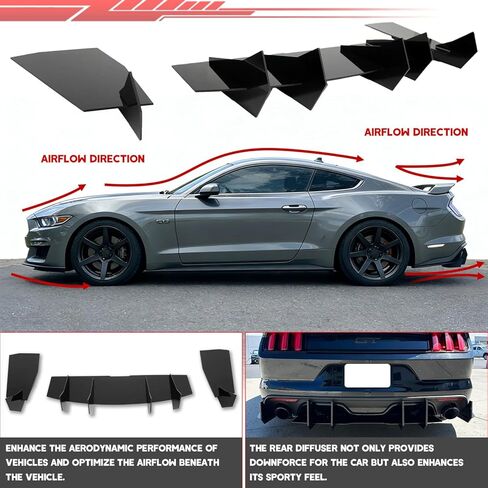 جناح خلفي لجناح السيارة لسيارة Ford Mustang 2015-2023 (Fastback/Convertible/GT/S650/Ecoboost/Dark Horse/Premium) جميع الموديلات، ملحقات جناح Mustang (أسود لامع) in Kuwait