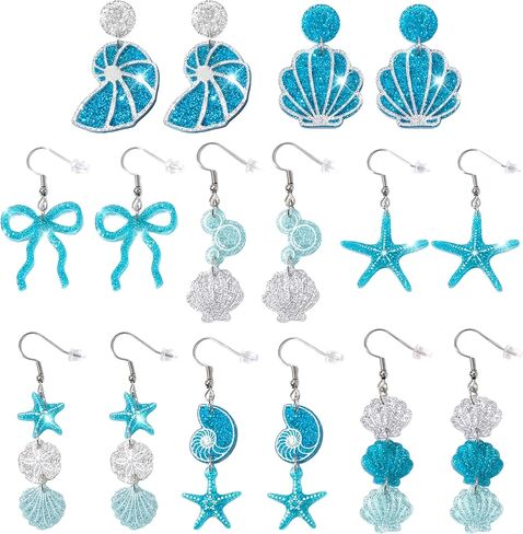 Y1tvei Day of The Dead Earrings - 9Pairs Cute Halloween Sugar Skull Glitter Sparkly Earrings Acrylic Dangle Jewelry Accessory Wacky Skull Decor Gifts Supplies for Women Girls Halloween Festival Charms in Saudi Arabia