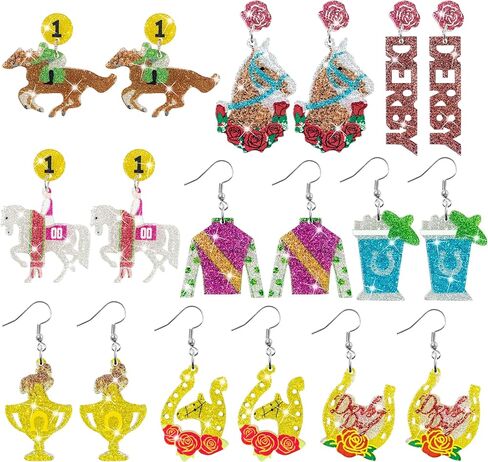 Y1tvei Day of The Dead Earrings - 9Pairs Cute Halloween Sugar Skull Glitter Sparkly Earrings Acrylic Dangle Jewelry Accessory Wacky Skull Decor Gifts Supplies for Women Girls Halloween Festival Charms in Saudi Arabia