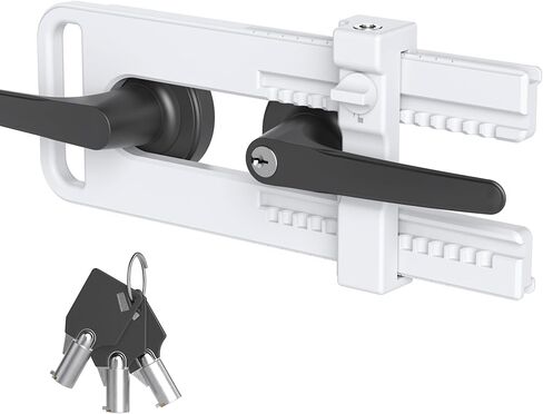 AST Double Door Security Lock, Keyed French Door Lockout Device, Reinforcement Lock for Knobs and Handle, Prevent Kick Ins, Childproof, Kids Proof Barricade (Matte White with Snib and Cylinder) in Saudi Arabia