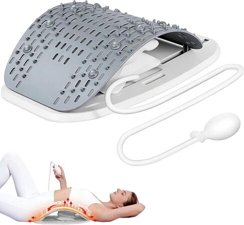 SEXIEE Back Stretcher, Pneumatic Inflatable Lumbar Support Board with Hand Pump & Release Valve, Stepless Height Adjustment, Decompression-Style Stretching, Cracking Device Alternative (Black) in Saudi Arabia