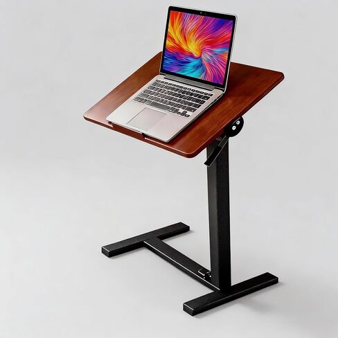 Overbed Bedside Table with Hidden Casters, Adjustable Pneumatic Mobile Laptop Computer Standing Desk, Rolling Laptop Table, Movable Overbed Table Hospital Home Use, Black in Saudi Arabia