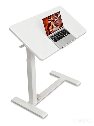 Overbed Bedside Table with Hidden Casters, Adjustable Pneumatic Mobile Laptop Computer Standing Desk, Rolling Laptop Table, Movable Overbed Table Hospital Home Use, Black in Saudi Arabia