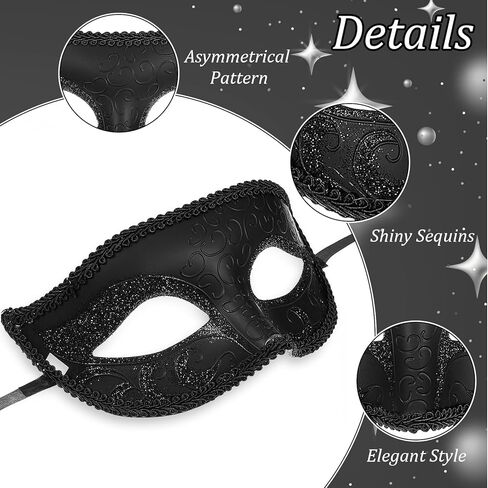 Masquerade Mask for Men, Vintage Black Masquerade Mask, Venetian Black Eye Masks for Halloween Party Prom Ball Costume in Saudi Arabia