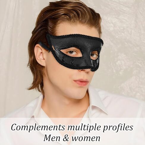 Masquerade Mask for Men, Vintage Black Masquerade Mask, Venetian Black Eye Masks for Halloween Party Prom Ball Costume in Saudi Arabia