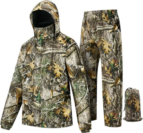 Rain Suit (Jacket + Pants),Rain Gear for Men Waterproof, Camo Rain Jacket, Lightweight Rain Coat for Fishing, Hunting, Hiking in Saudi Arabia