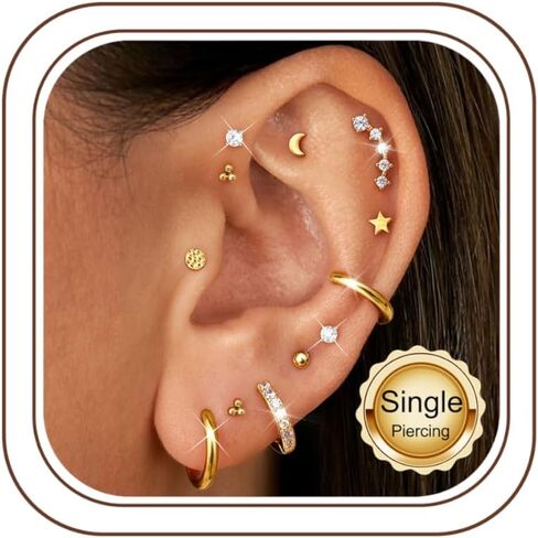FUNRUN JEWELRY 20G أقراط الغضروف للنساء هيبوالرجينيك أقراط مسطحة الظهر الجراحية الصلب الغضروف هوب محارة الزنمة Daith الحلزون ثقب المجوهرات لثقب متعددة in Kuwait